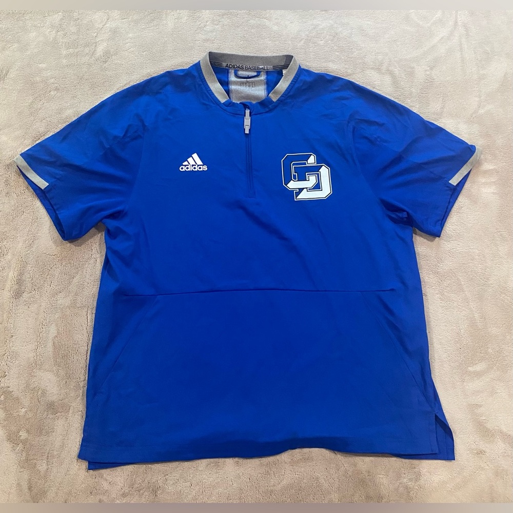 Adidas Baseball Pullover Men’s Large Blue Gray 1/4 Zip Team GD Logo Athletic